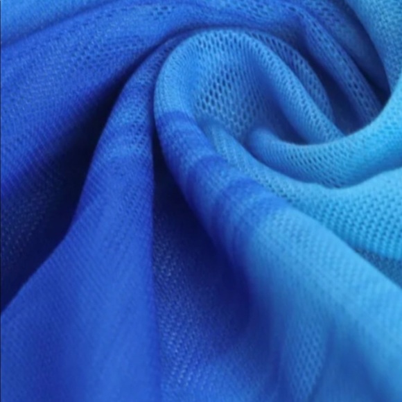 Blue Cozumel Asymmetrical Bodycon Skirt Set Beach Festival Coverup Mini Coverup - Picture 13 of 14